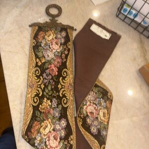 Corona Decor Co. Pretty Floral Tapestry Table Runner or Hanging with Brass End